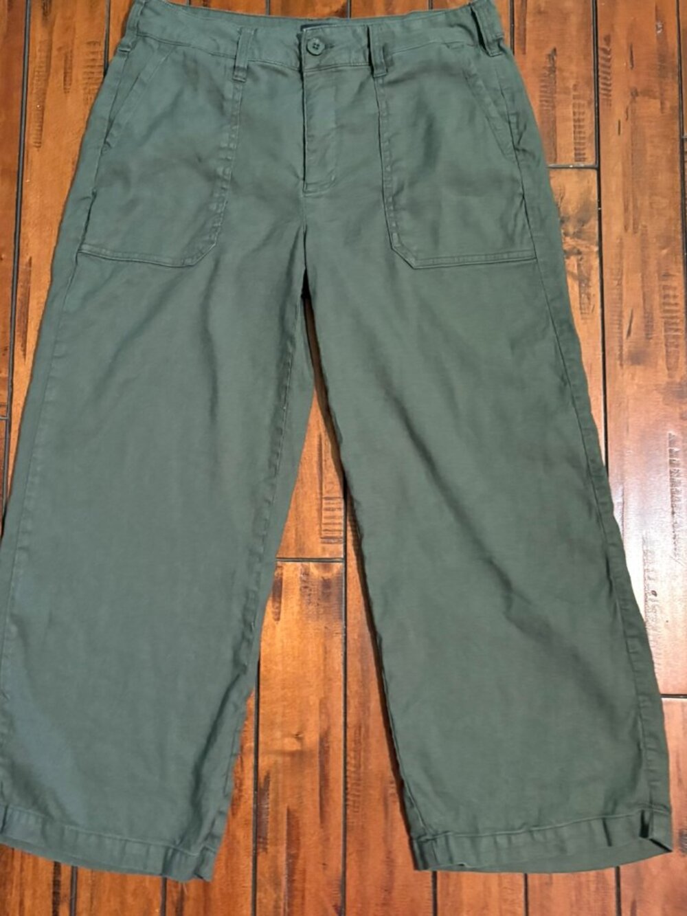 NYDJ Stretch Linen Wide Leg Cropped Cargo Pant